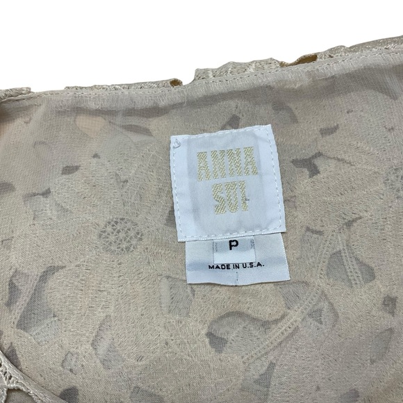 Anna Sui Women's Ivory Cream Floral Crochet Lace Sleeveless Boho Top Blouse Sz S - Picture 2 of 14